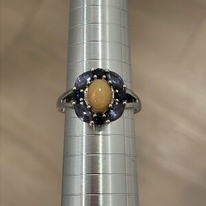 Purple Cubic Zirconia Silver-Plated Ring Size 8.75